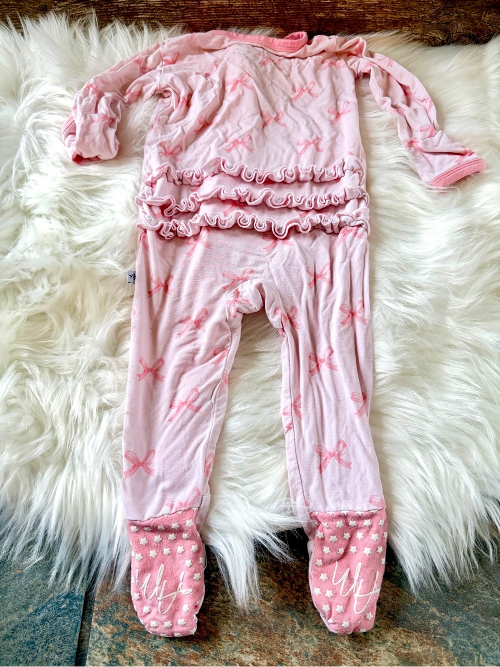 AUTUMN MOON | Pink Bows Bamboo Convertible Zip Romper - Picture 3 of 4